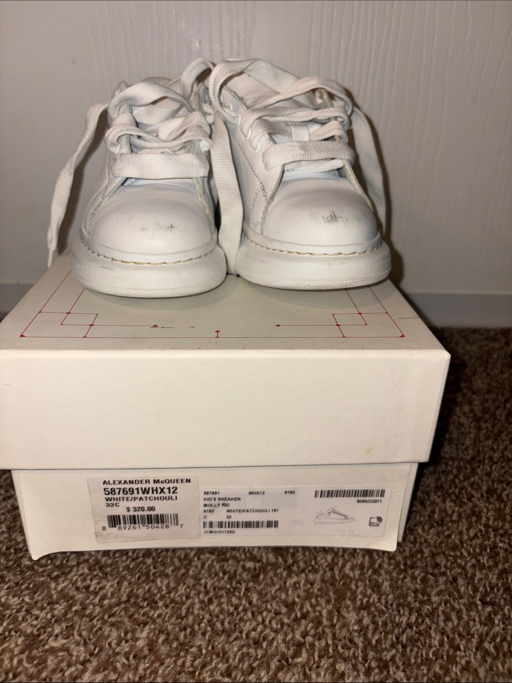 Alexander McQueen Kids White Leather Low-Top Sneakers